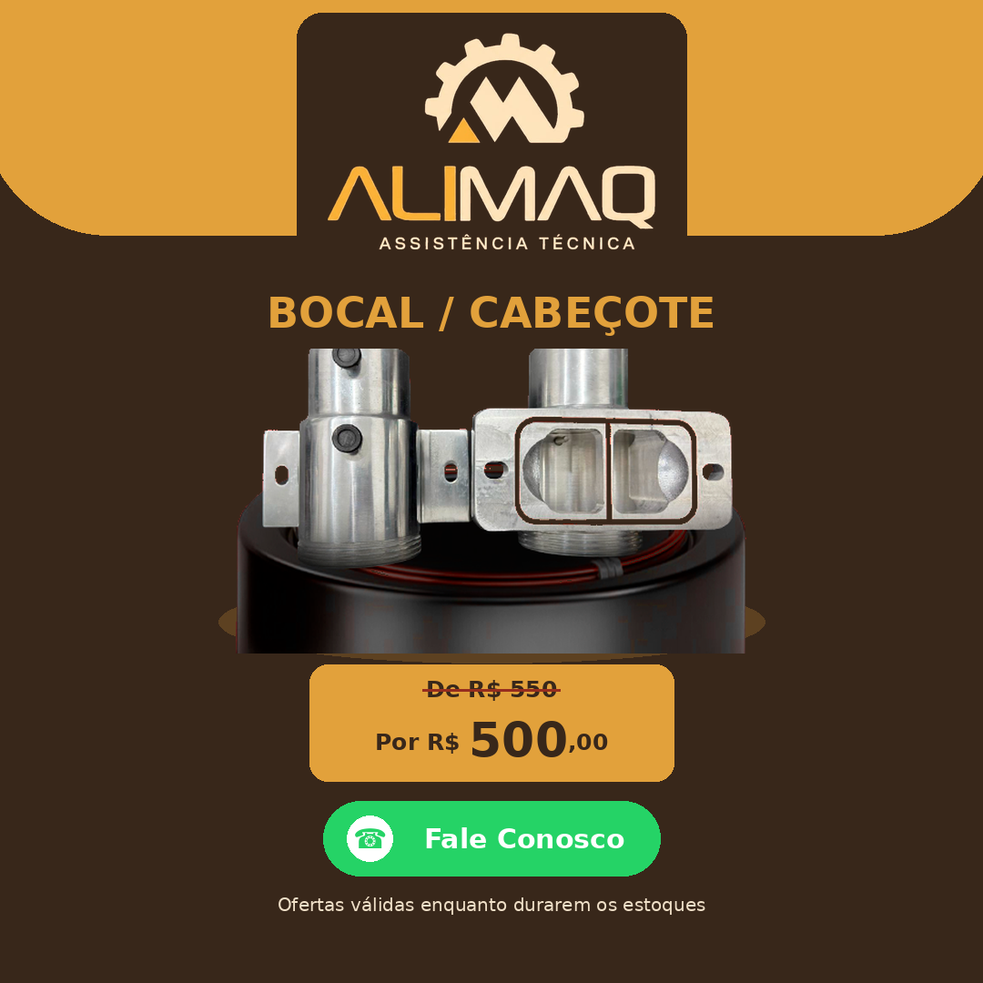 Bocal/Cabeçote para máquina de salgados EMAQ - por R$ 500,00