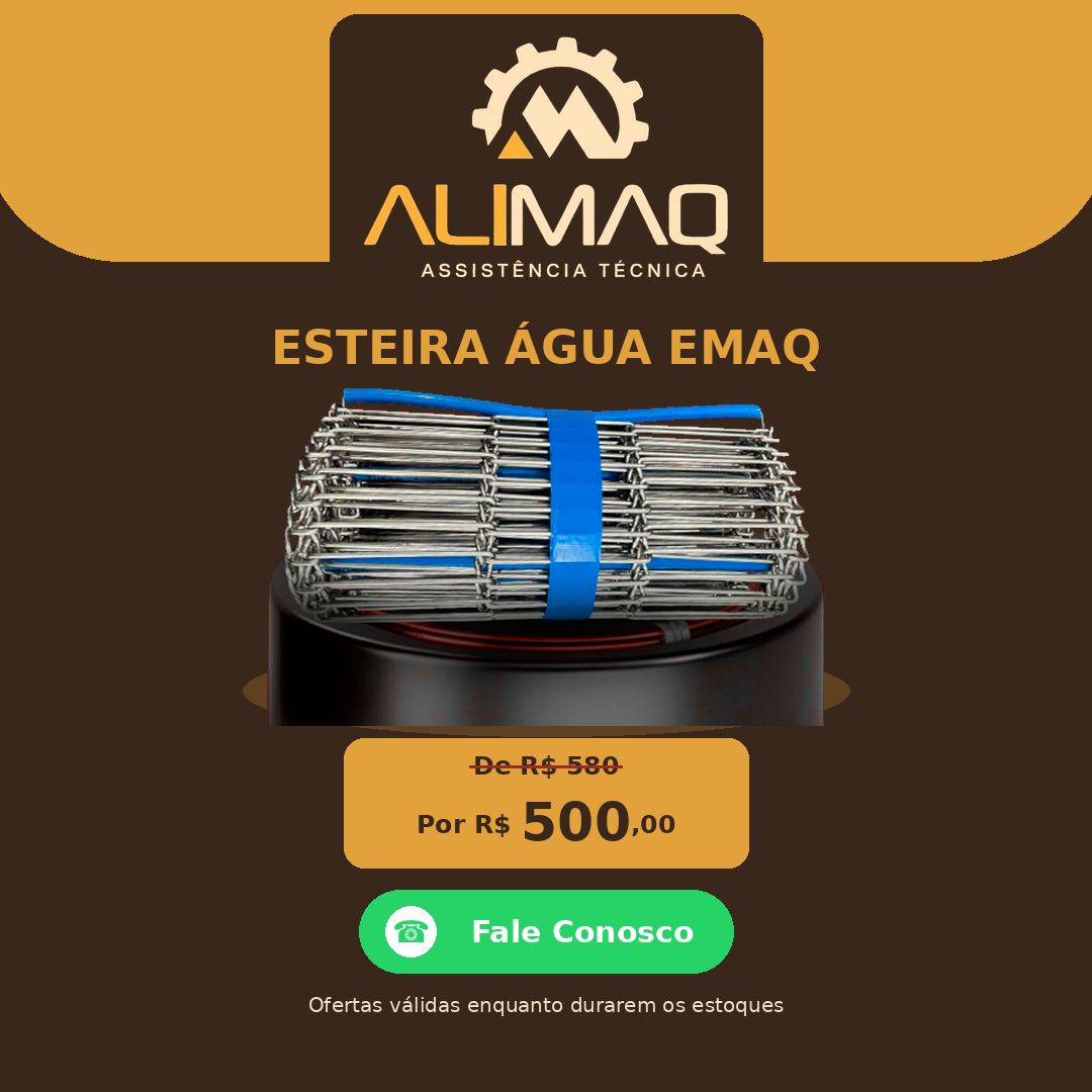 Esteira Água EMAQ para máquina de salgados - por R$ 500,00