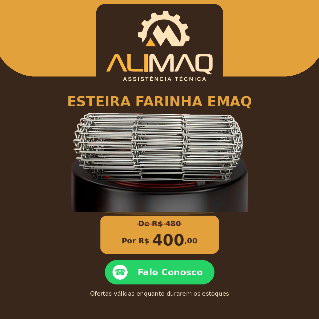 Esteira Farinha EMAQ para máquina de salgados - por R$ 400,00